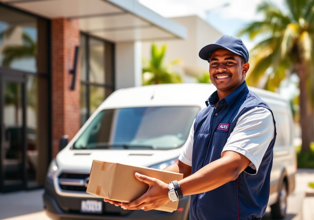 ServiFlex courier delivering a package in South Florida